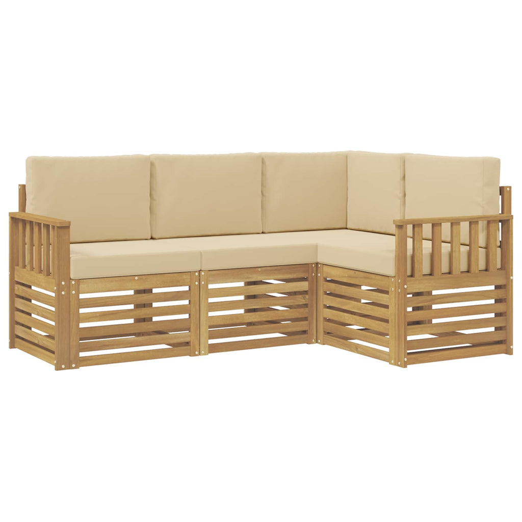 Outdoor-Sofagarnitur 4 pcs Weiß und Beige 187,5 x 128,5 x 73 cm