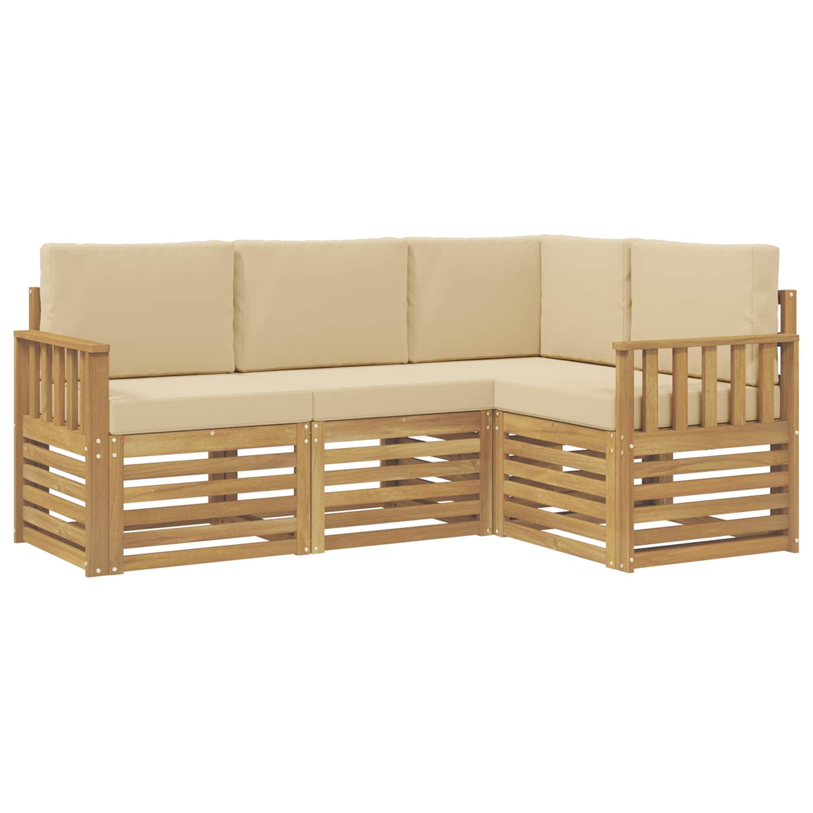 Outdoor-Sofagarnitur 4 pcs Weiß und Beige 187,5 x 128,5 x 73 cm