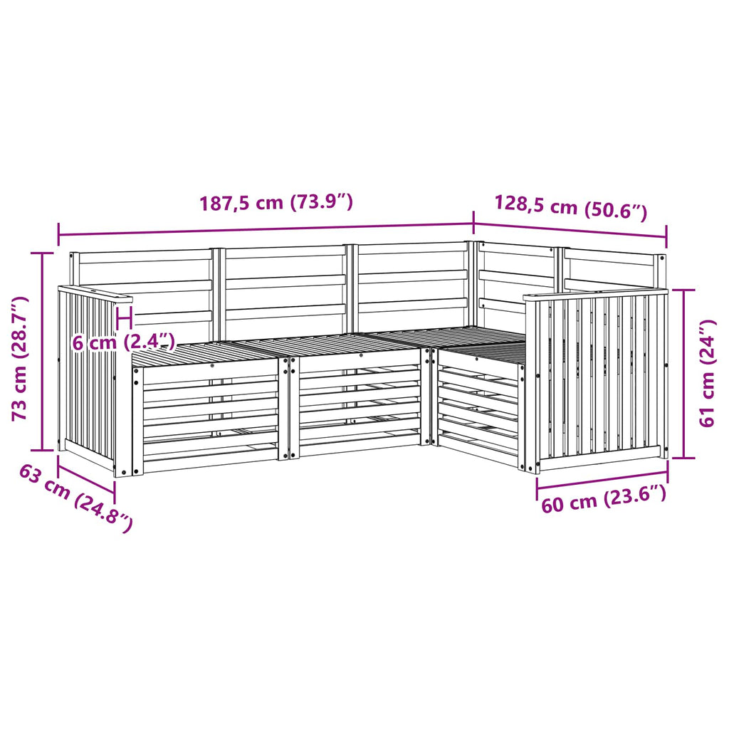Sofagarnituren 4 pcs Weiß 187,5 x 128,5 x 73 cm