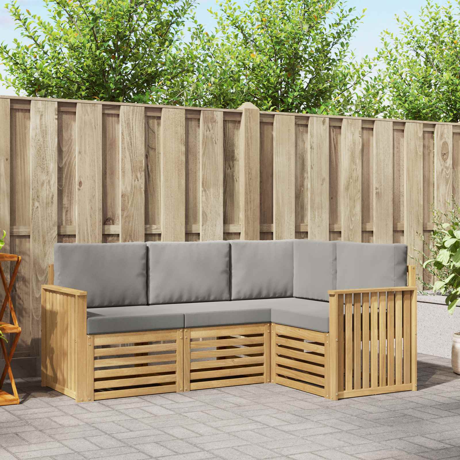 Sofagarnituren 4 pcs Weiß und Hellgrau 187,5 x 128,5 x 73 cm