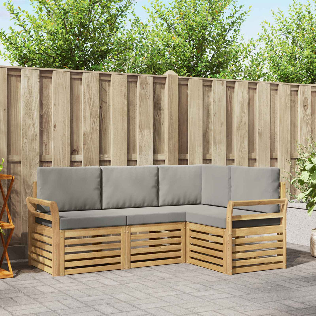 Sofagarnituren 4 pcs Weiß und Hellgrau 190 x 130,5 x 73 cm