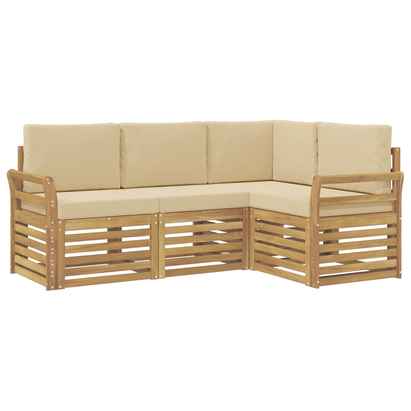 Sofagarnituren 4 pcs Weiß und Beige 190 x 130,5 x 73 cm
