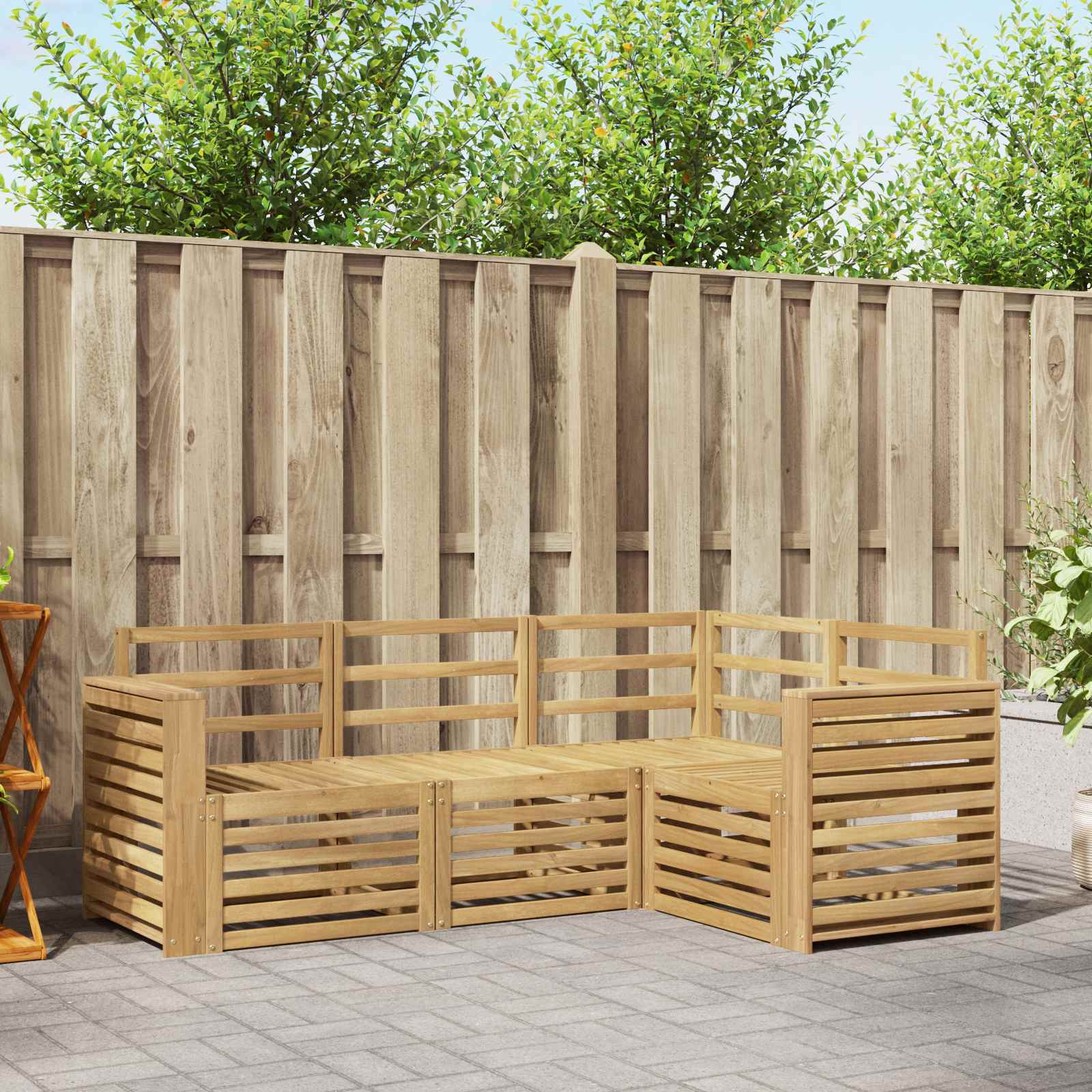 Sofagarnituren 4 pcs Weiß 191 x 132,5 x 73 cm Massivholz Akazie