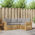 Outdoor-Sofagarnitur 4 pcs Weiß und Hellgrau Polyester
