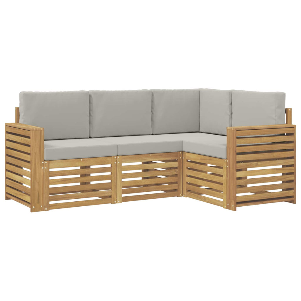 Outdoor-Sofagarnitur 4 pcs Weiß und Hellgrau Polyester