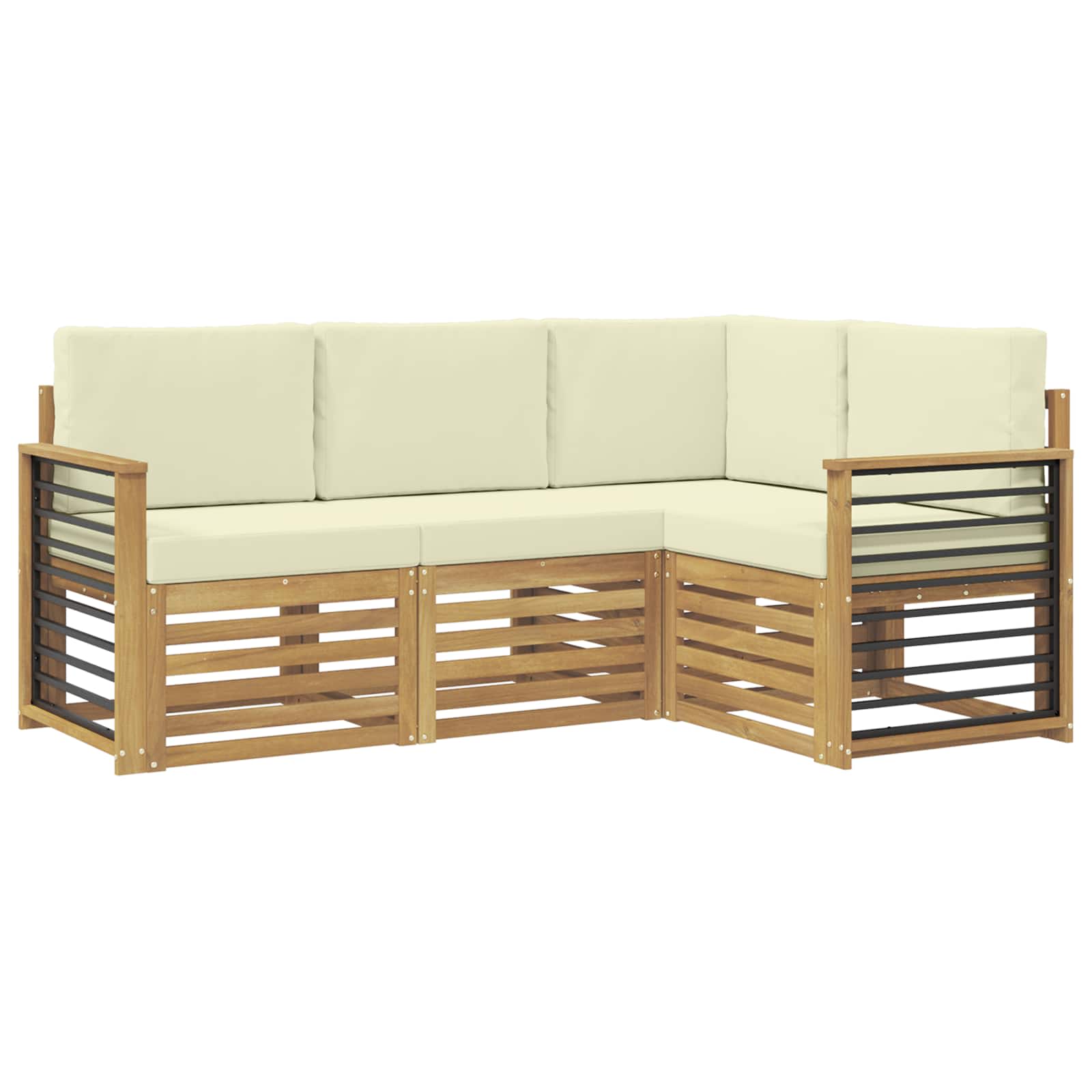 Sofagarnituren mit Kissen 4 pcs Weiß und Creme Polyester