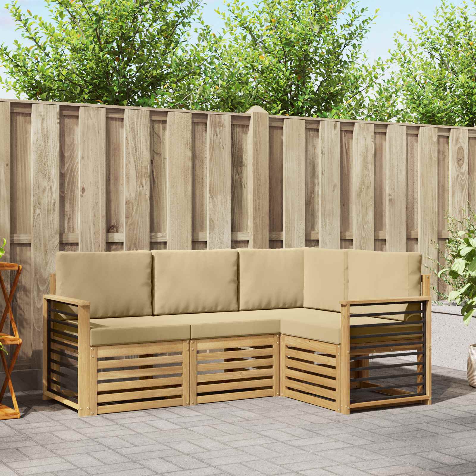 Sofagarnituren 4 pcs Weiß und Beige 187,5 x 128,5 x 73 cm