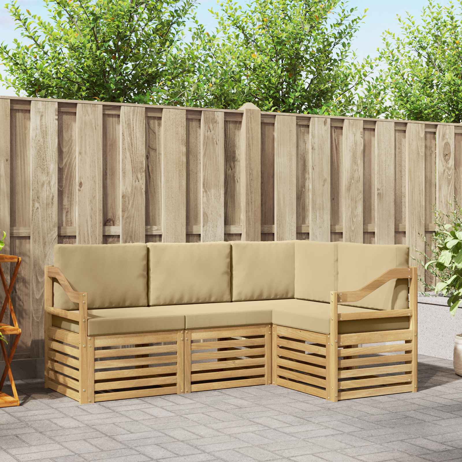 Sofagarnituren 4 pcs Weiß und Beige 185,5 x 126,5 x 73 cm