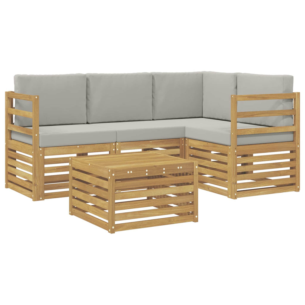 Outdoor-Sofagarnitur 5 pcs Weiß und Hellgrau 59 x 59 x 37 cm