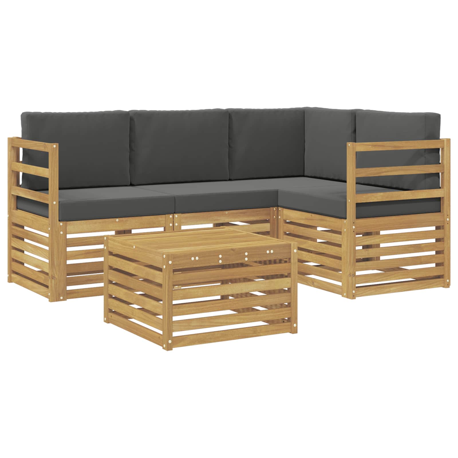 Outdoor-Sofagarnitur 5 pcs Weiß und Anthrazit 59 x 59 x 37 cm