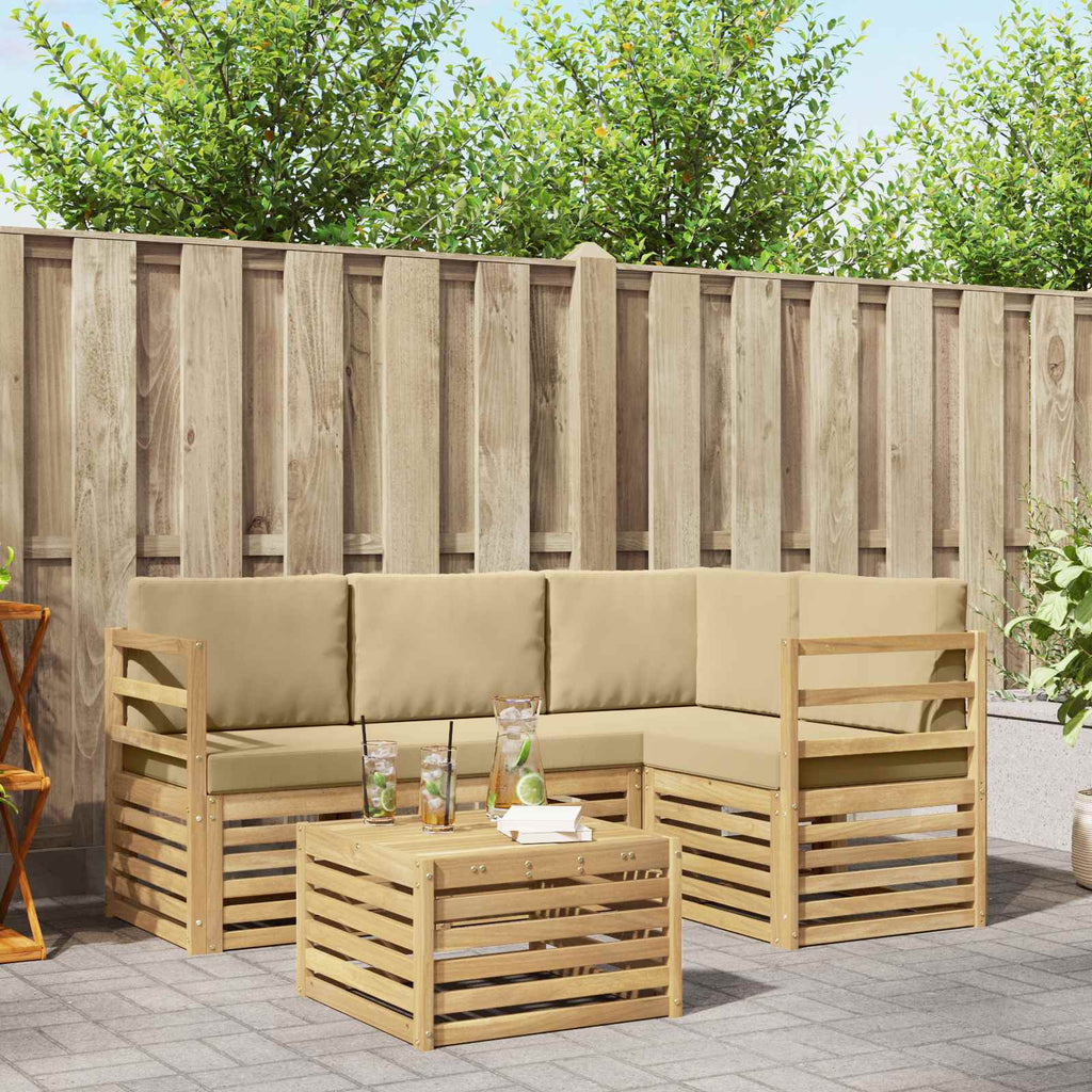 Outdoor-Sofagarnitur 5 pcs Weiß und Beige 59 x 59 x 37 cm