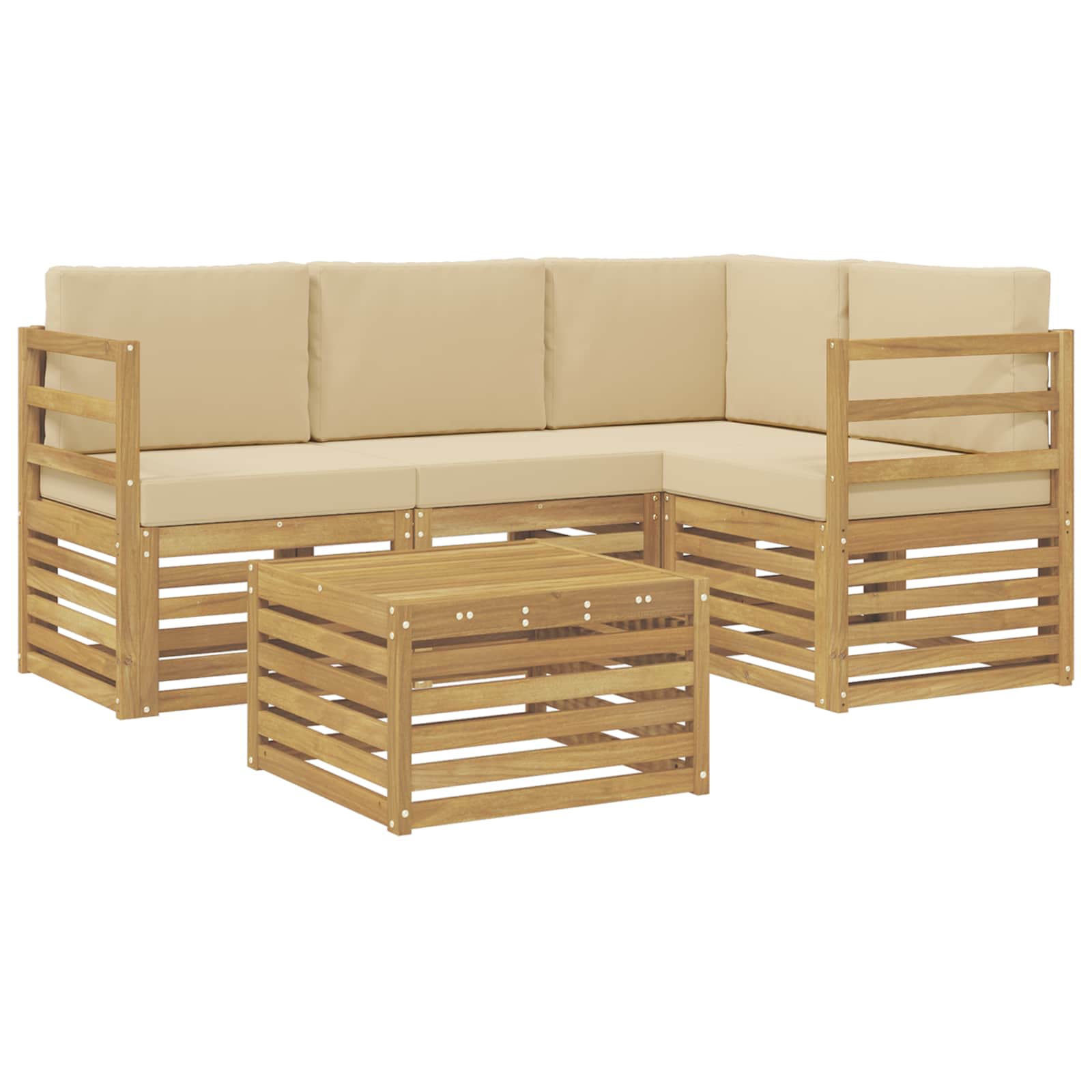 Outdoor-Sofagarnitur 5 pcs Weiß und Beige 59 x 59 x 37 cm