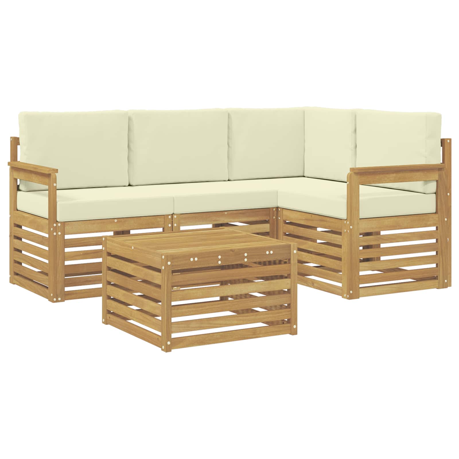 Outdoor-Sofagarnitur 5 pcs Weiß und Creme 59 x 59 x 37 cm