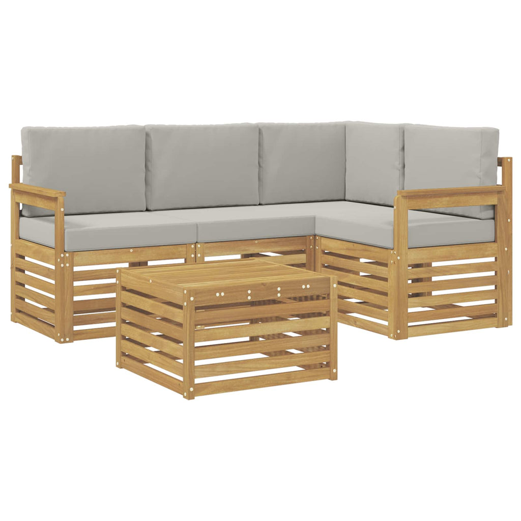 Outdoor-Sofagarnitur 5 pcs Weiß und Hellgrau 59 x 59 x 37 cm