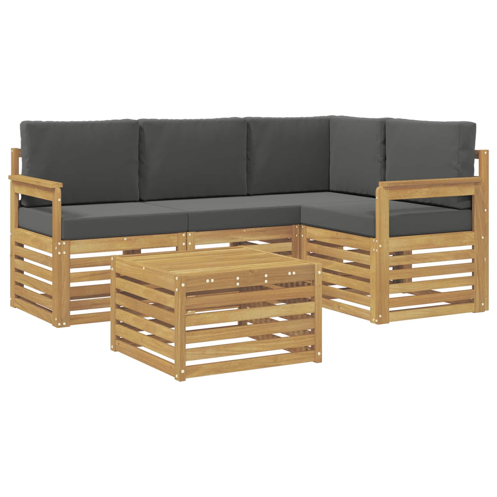 Outdoor-Sofagarnitur 5 pcs Weiß und Anthrazit 59 x 59 x 37 cm