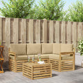 Outdoor-Sofagarnitur 5 pcs Weiß und Beige 59 x 59 x 37 cm