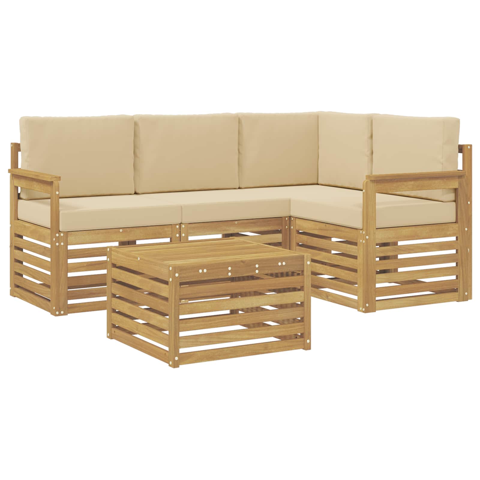 Outdoor-Sofagarnitur 5 pcs Weiß und Beige 59 x 59 x 37 cm