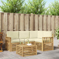 Outdoor-Sofagarnitur 5 pcs Weiß und Creme 59 x 59 x 37 cm