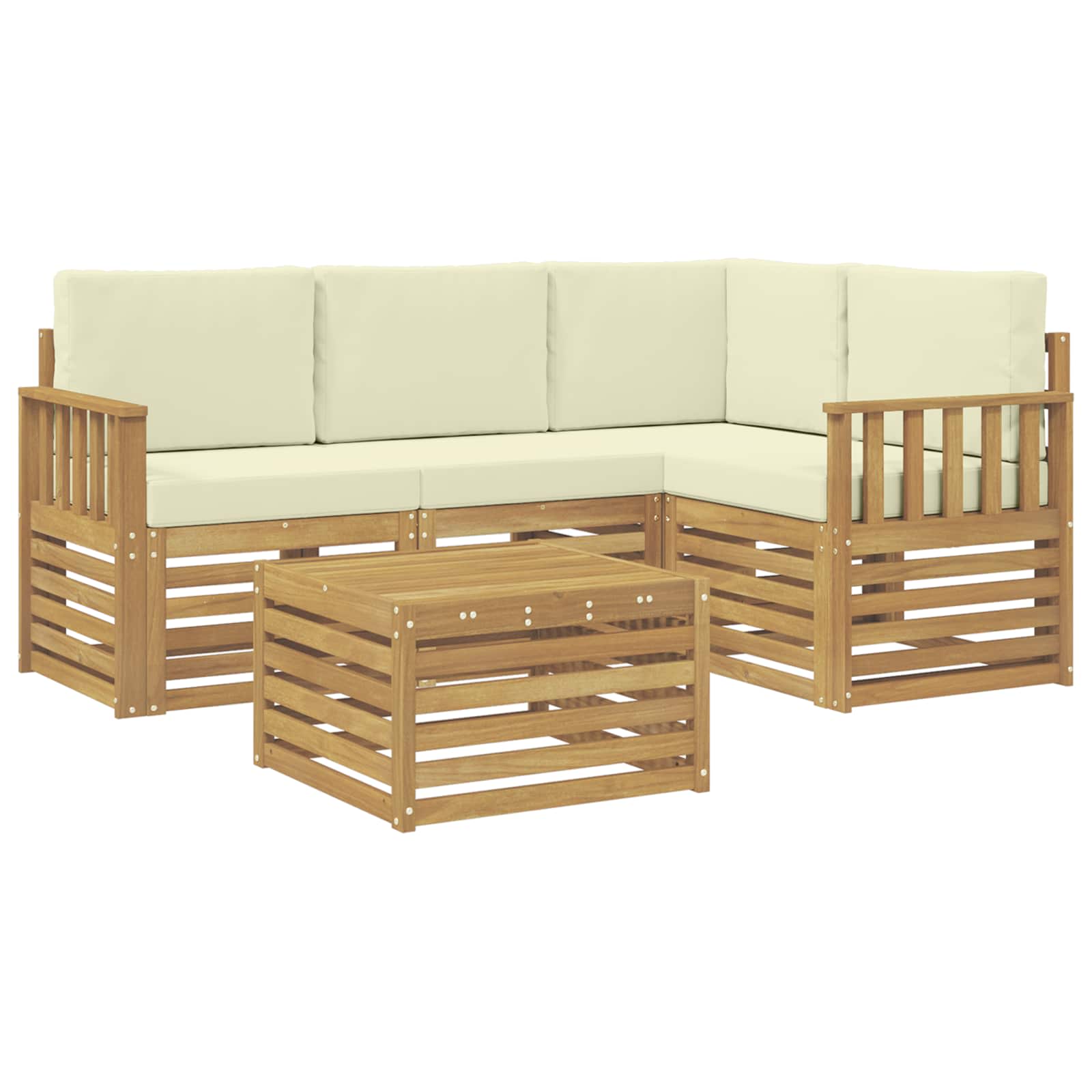 Outdoor-Sofagarnitur 5 pcs Weiß und Creme 59 x 59 x 37 cm