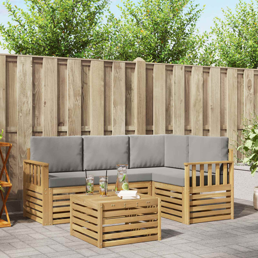 Outdoor-Sofagarnitur 5 pcs Weiß und Hellgrau 59 x 59 x 37 cm