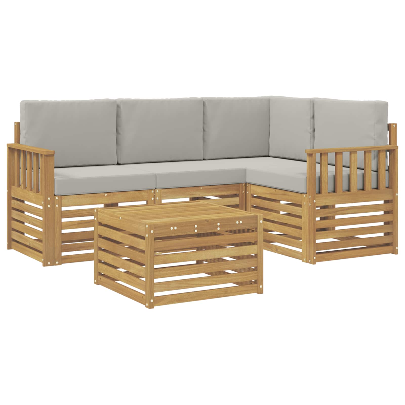 Outdoor-Sofagarnitur 5 pcs Weiß und Hellgrau 59 x 59 x 37 cm