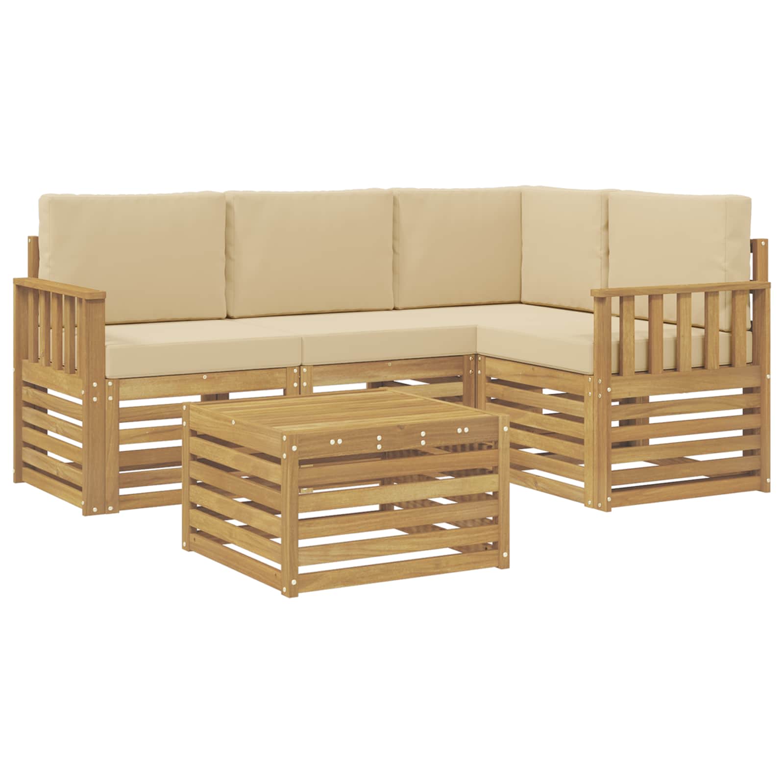 Outdoor-Sofagarnitur 5 pcs Weiß und Beige 59 x 59 x 37 cm