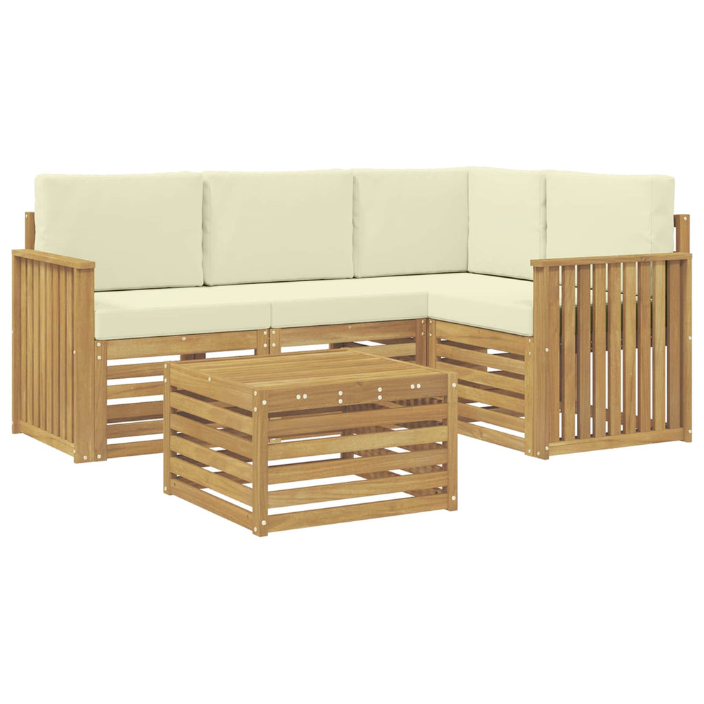 Outdoor-Sofagarnitur 5 pcs Weiß und Creme 59 x 59 x 37 cm