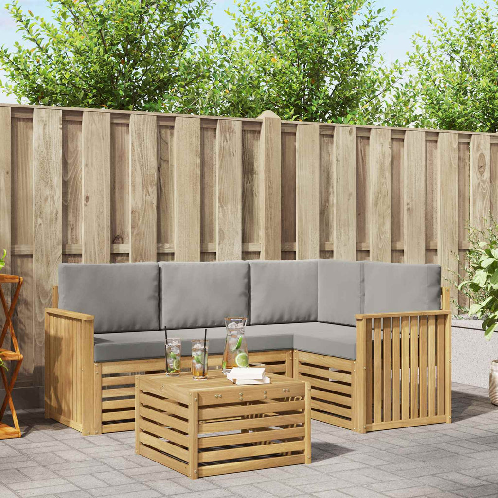 Outdoor-Sofagarnitur 5 pcs Weiß und Hellgrau 59 x 59 x 37 cm