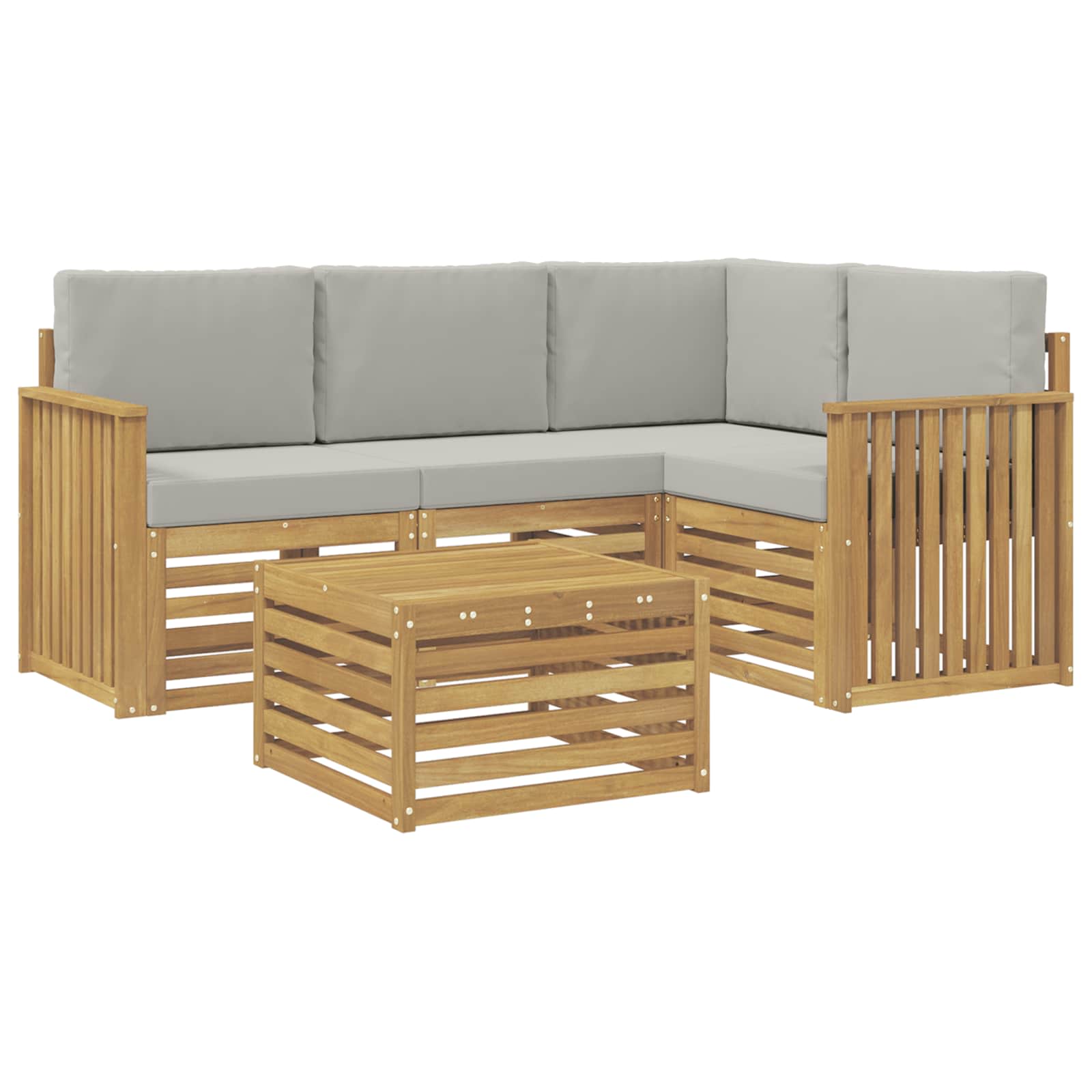 Outdoor-Sofagarnitur 5 pcs Weiß und Hellgrau 59 x 59 x 37 cm