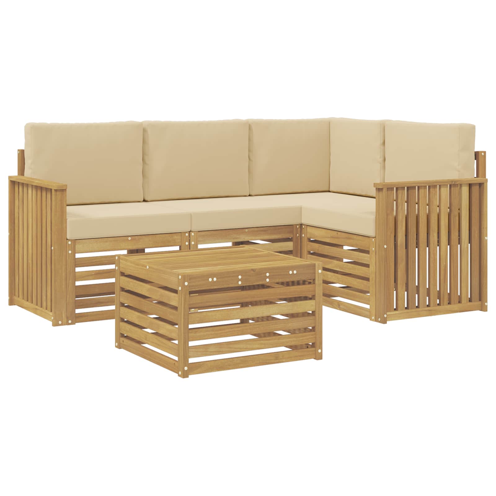 Outdoor-Sofagarnitur 5 pcs Weiß und Beige 59 x 59 x 37 cm