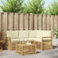 Outdoor-Sofagarnitur 5 pcs Weiß und Creme 59 x 59 x 37 cm