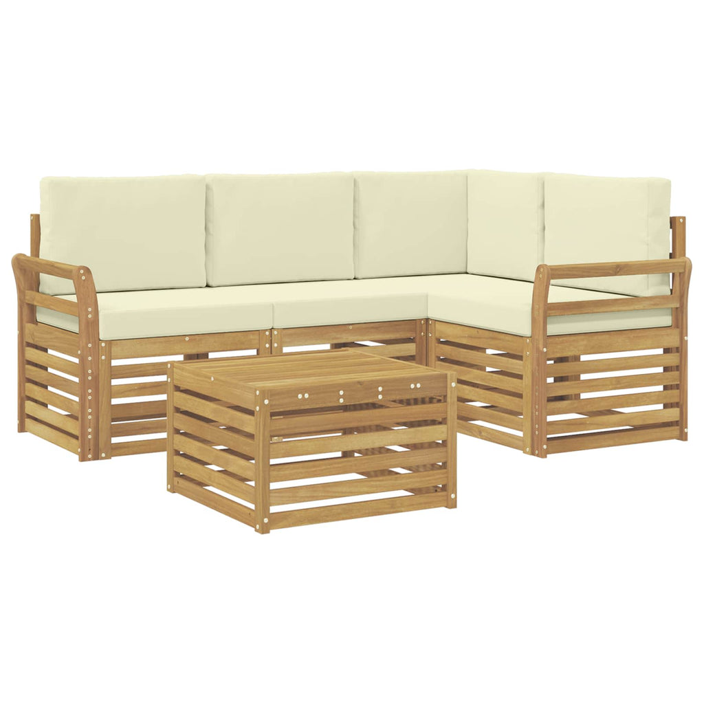 Outdoor-Sofagarnitur 5 pcs Weiß und Creme 59 x 59 x 37 cm