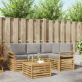 Outdoor-Sofagarnitur 5 pcs Weiß und Hellgrau 59 x 59 x 37 cm