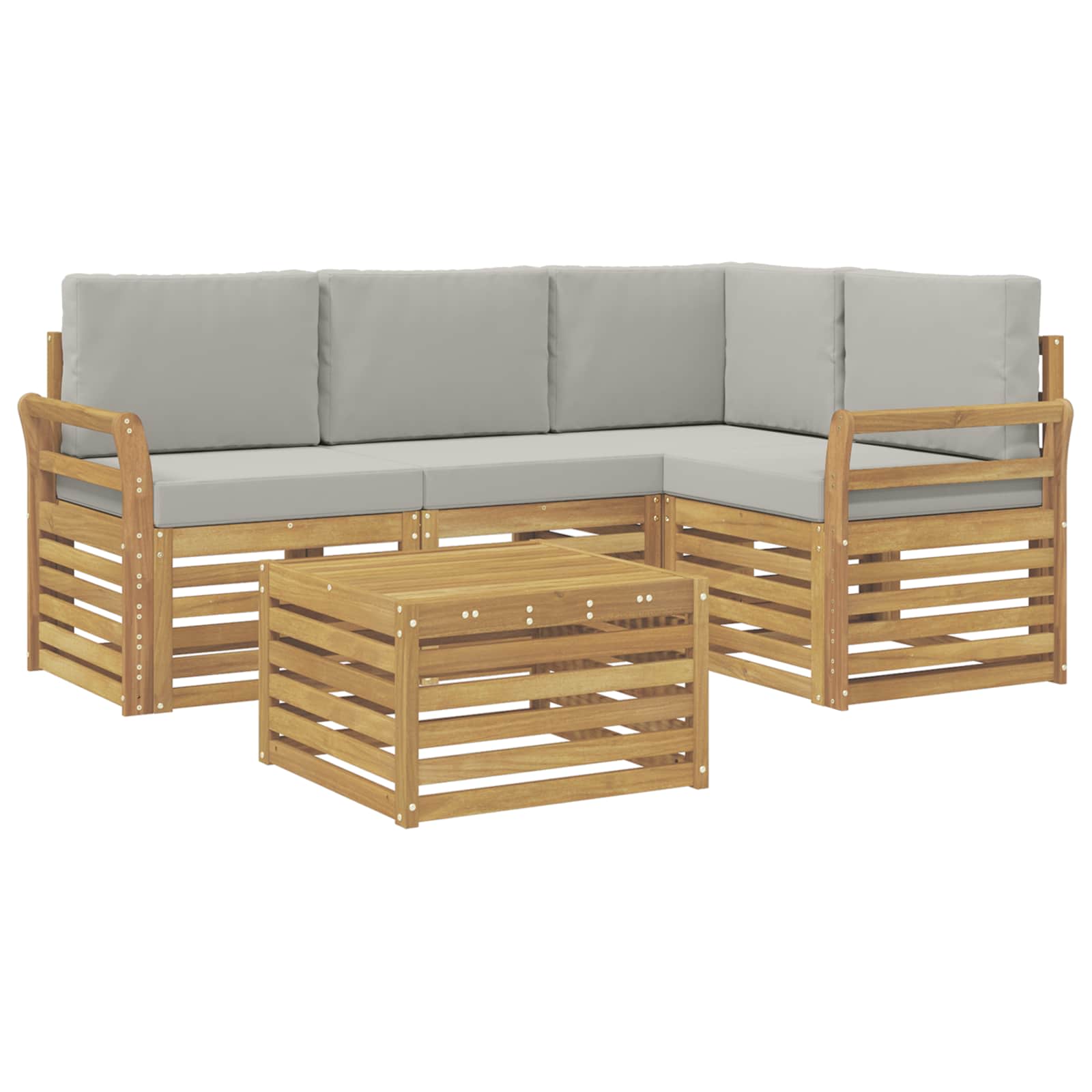 Outdoor-Sofagarnitur 5 pcs Weiß und Hellgrau 59 x 59 x 37 cm