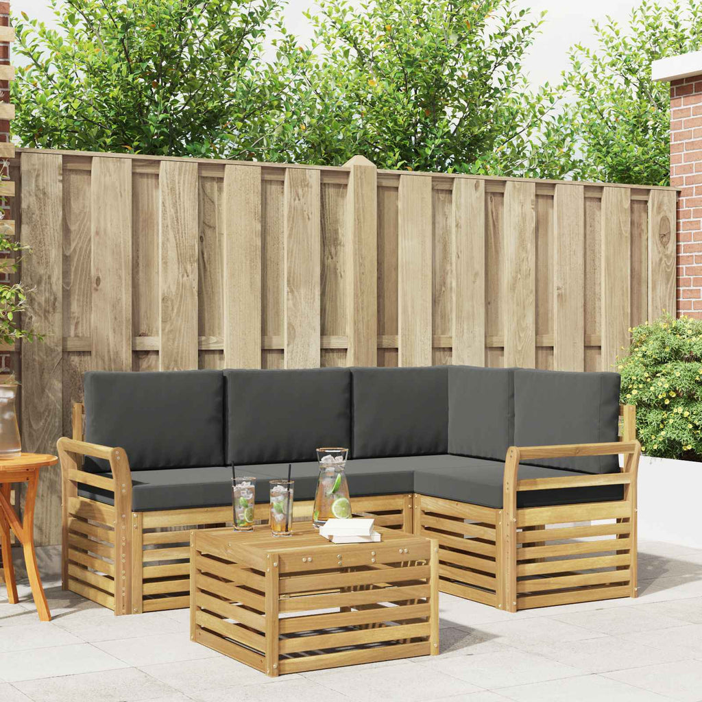 Outdoor-Sofagarnitur 5 pcs Weiß und Anthrazit 59 x 59 x 37 cm