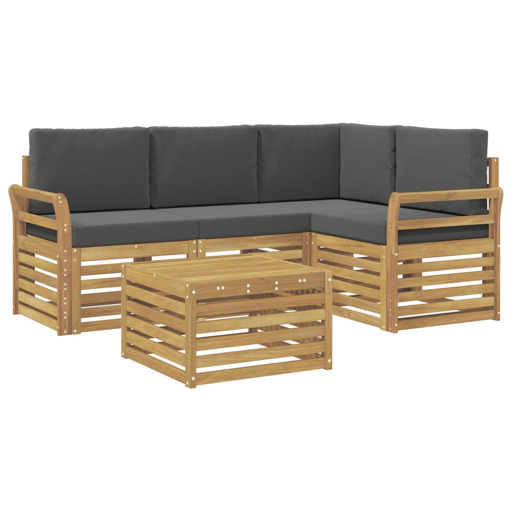 Outdoor-Sofagarnitur 5 pcs Weiß und Anthrazit 59 x 59 x 37 cm