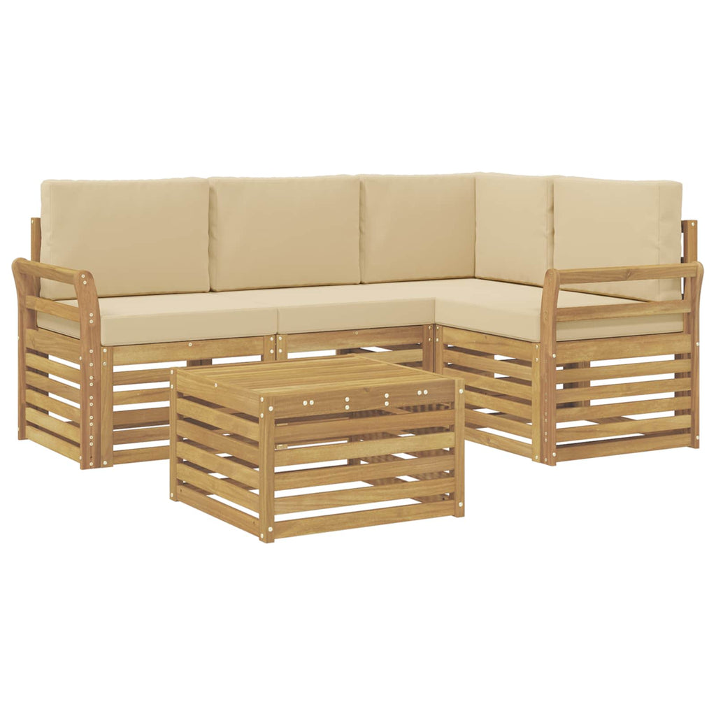 Outdoor-Sofagarnitur 5 pcs Weiß und Beige 59 x 59 x 37 cm