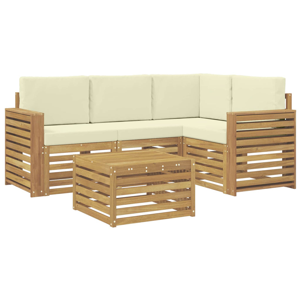 Outdoor-Sofagarnitur 5 pcs Weiß und Creme 59 x 59 x 37 cm
