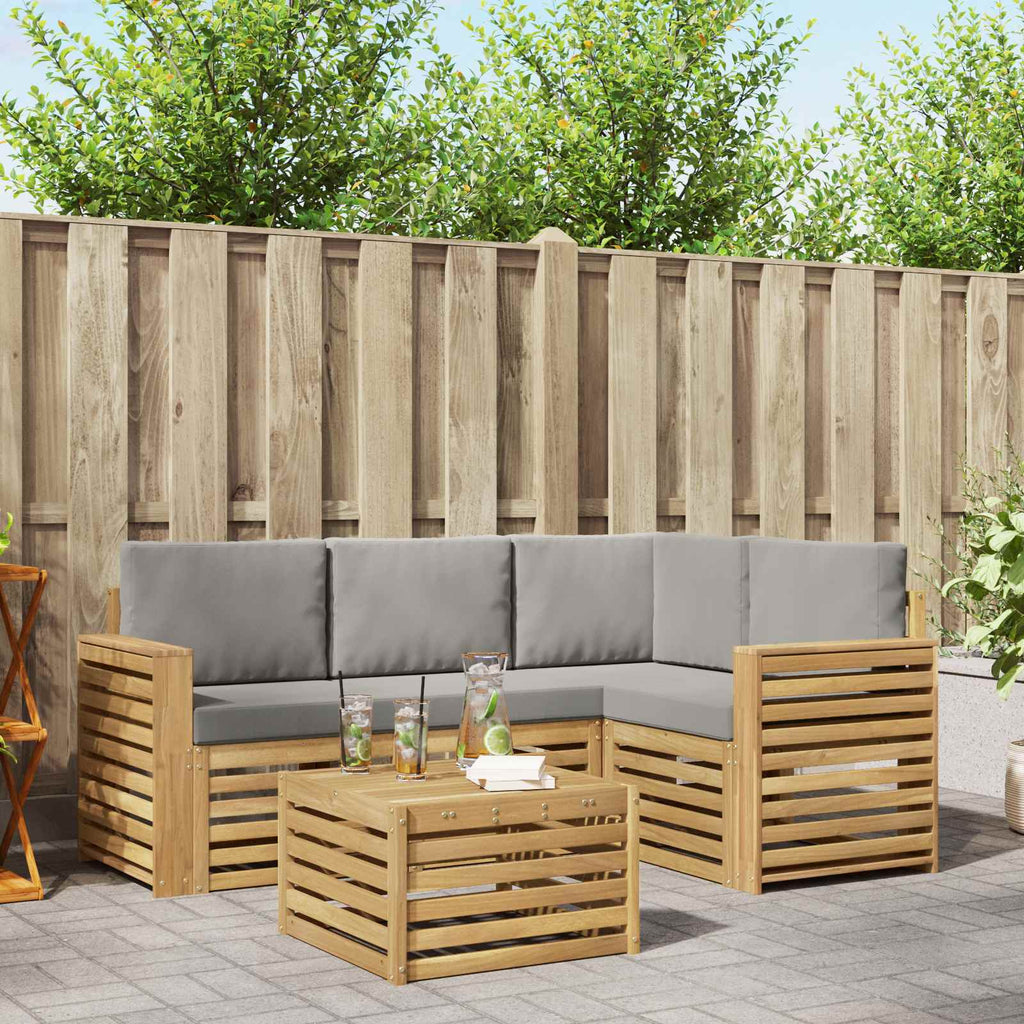 Outdoor-Sofagarnitur 5 pcs Weiß und Hellgrau 59 x 59 x 37 cm
