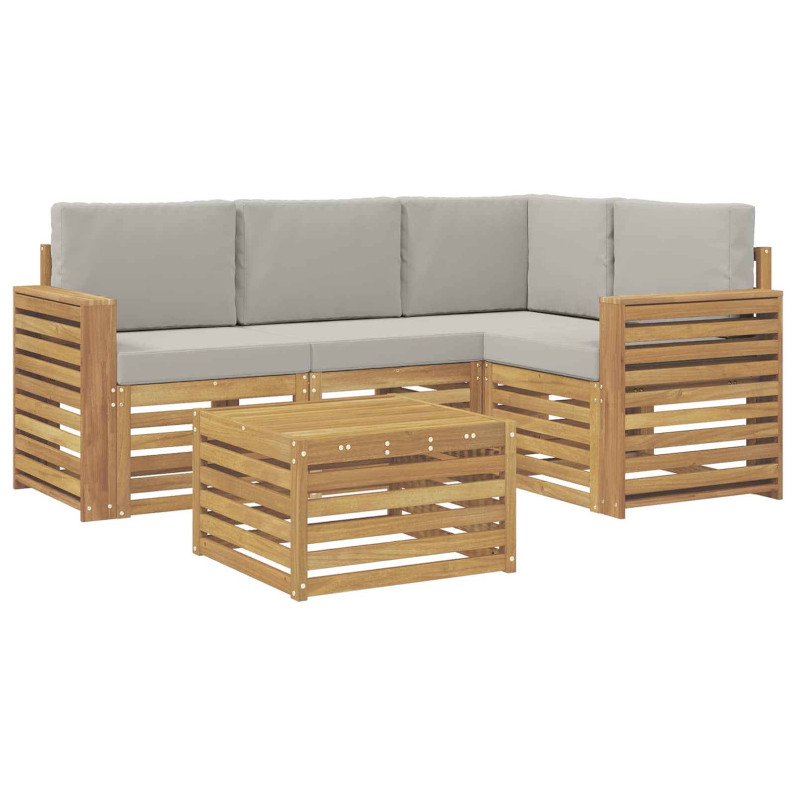 Outdoor-Sofagarnitur 5 pcs Weiß und Hellgrau 59 x 59 x 37 cm