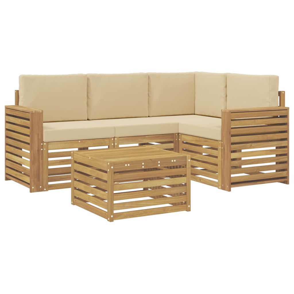 Outdoor-Sofagarnitur 5 pcs Weiß und Beige 59 x 59 x 37 cm
