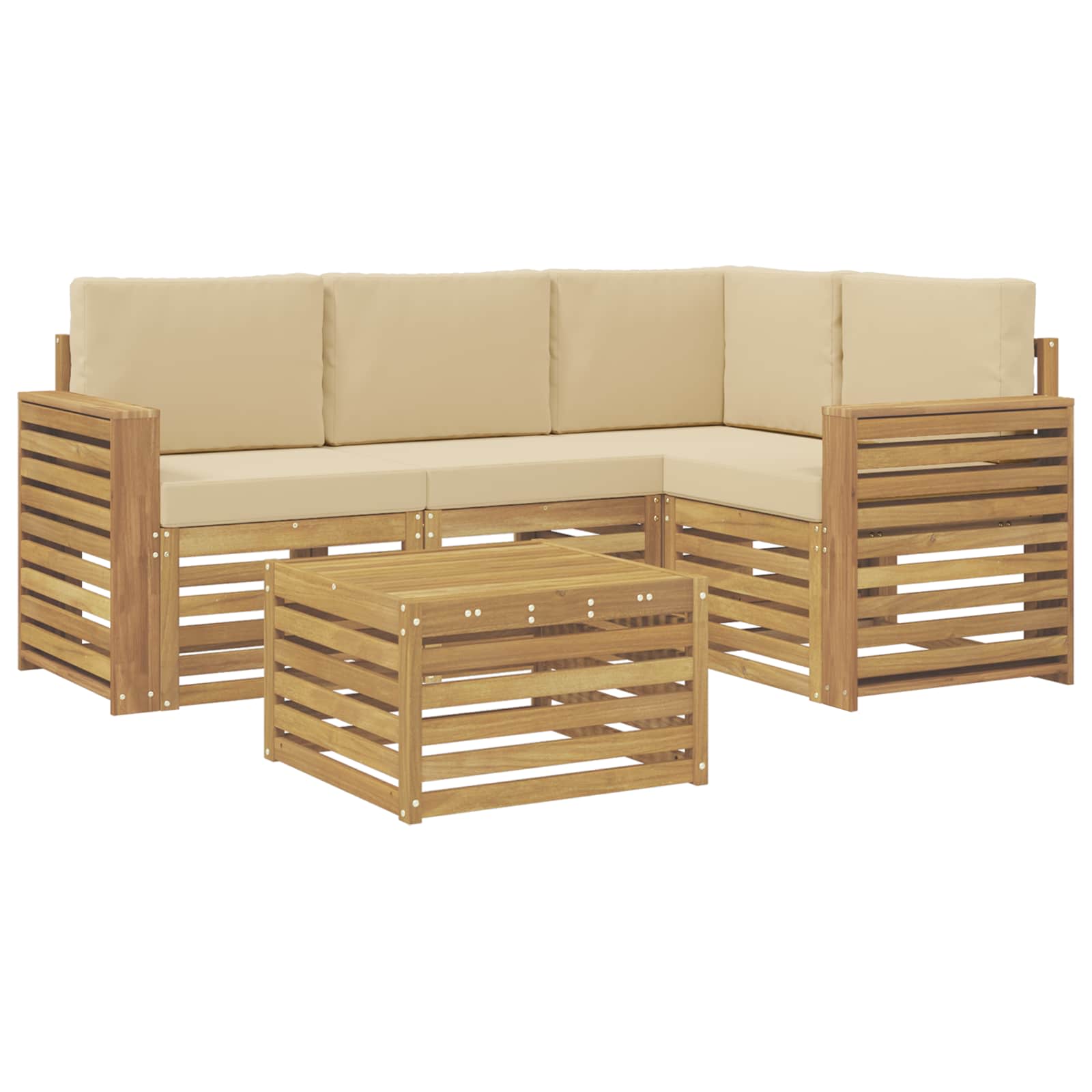 Outdoor-Sofagarnitur 5 pcs Weiß und Beige 59 x 59 x 37 cm