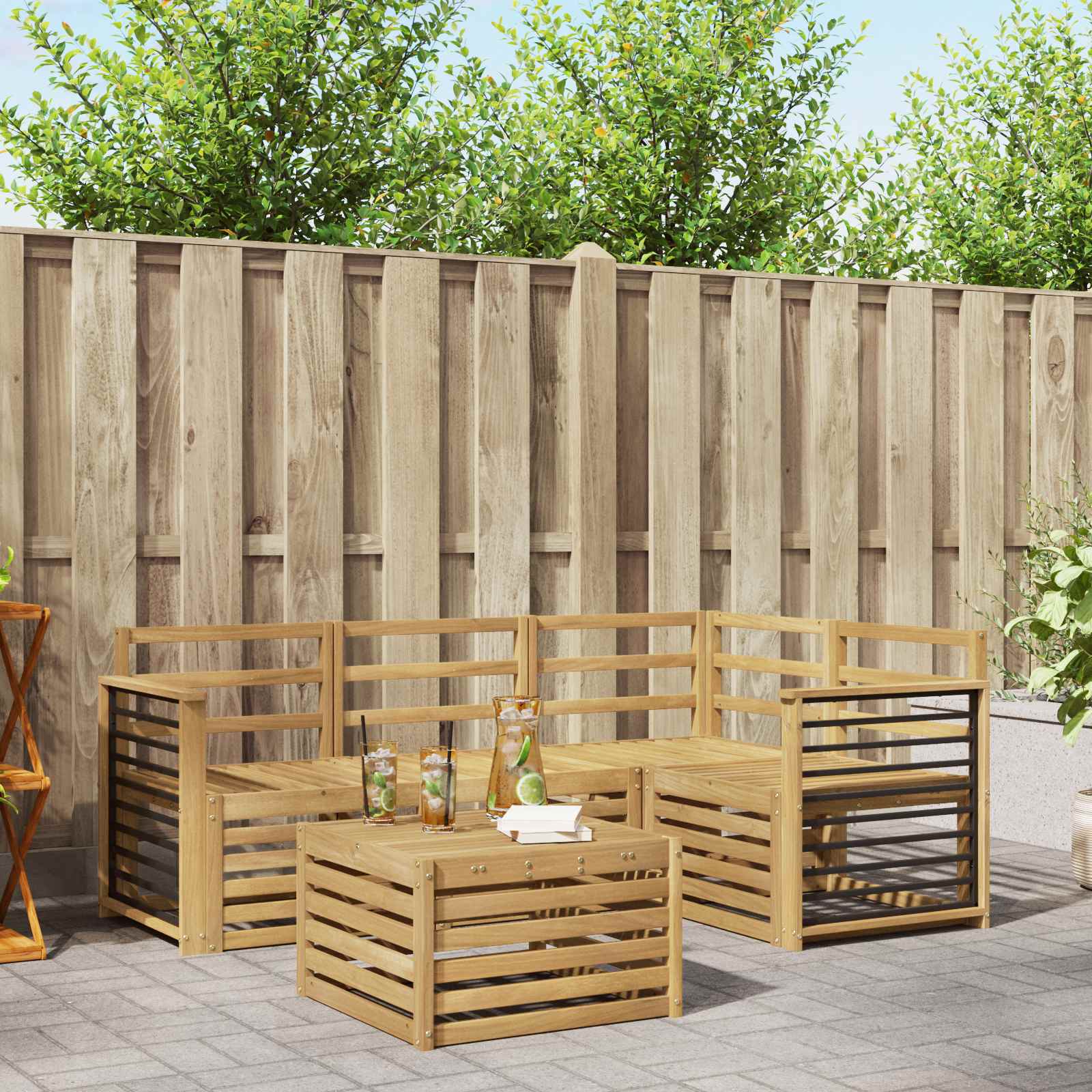 Outdoor-Sofagarnitur 5 pcs Weiß 59 x 59 x 37 cm