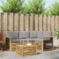Outdoor-Sofagarnitur 5 pcs Weiß und Hellgrau 59 x 59 x 37 cm