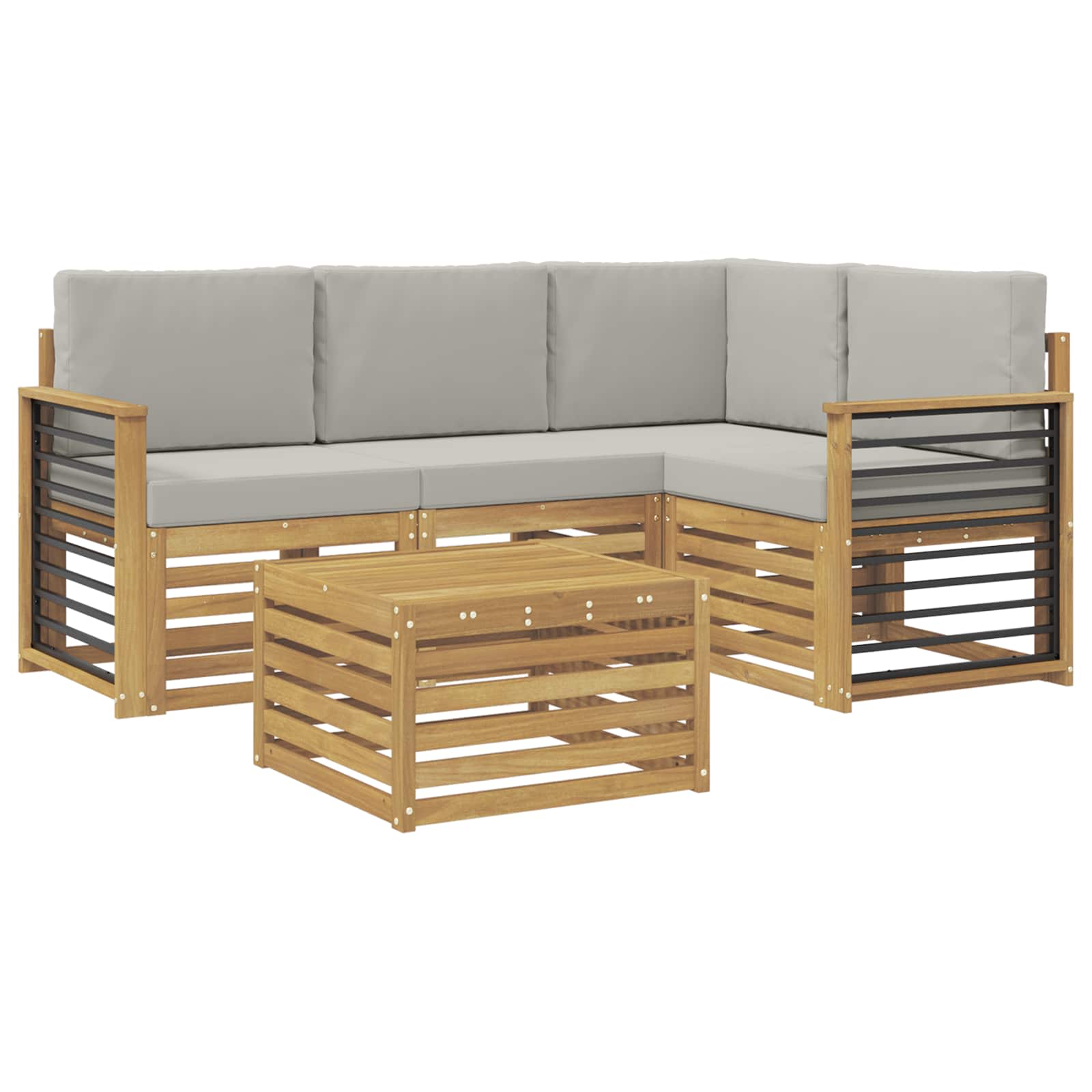 Outdoor-Sofagarnitur 5 pcs Weiß und Hellgrau 59 x 59 x 37 cm