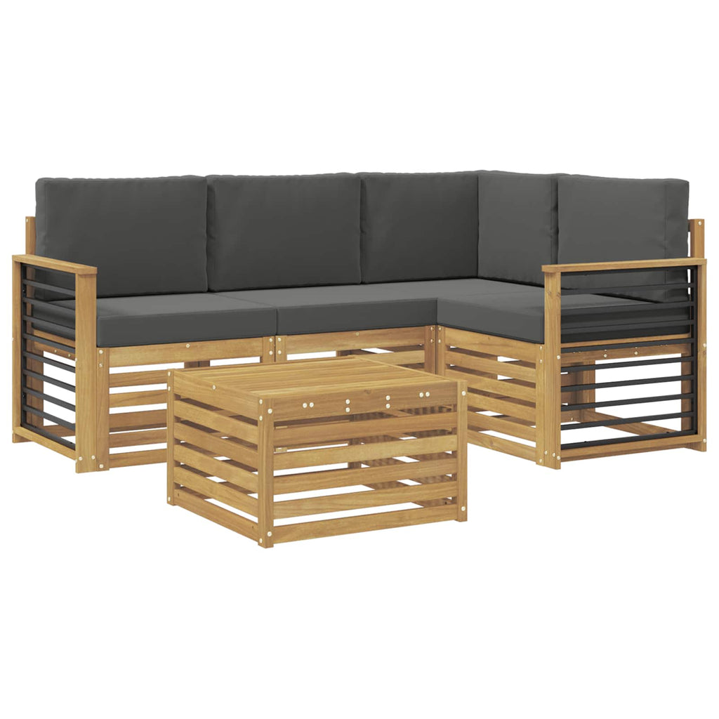Outdoor-Sofagarnitur 5 pcs Weiß und Anthrazit 59 x 59 x 37 cm