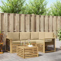 Outdoor-Sofagarnitur 5 pcs Weiß und Beige 59 x 59 x 37 cm