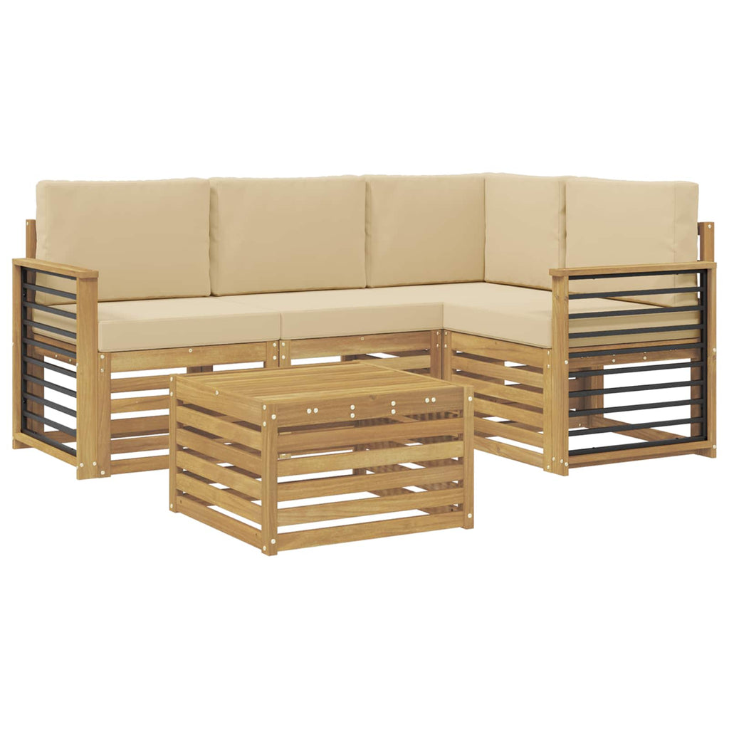 Outdoor-Sofagarnitur 5 pcs Weiß und Beige 59 x 59 x 37 cm