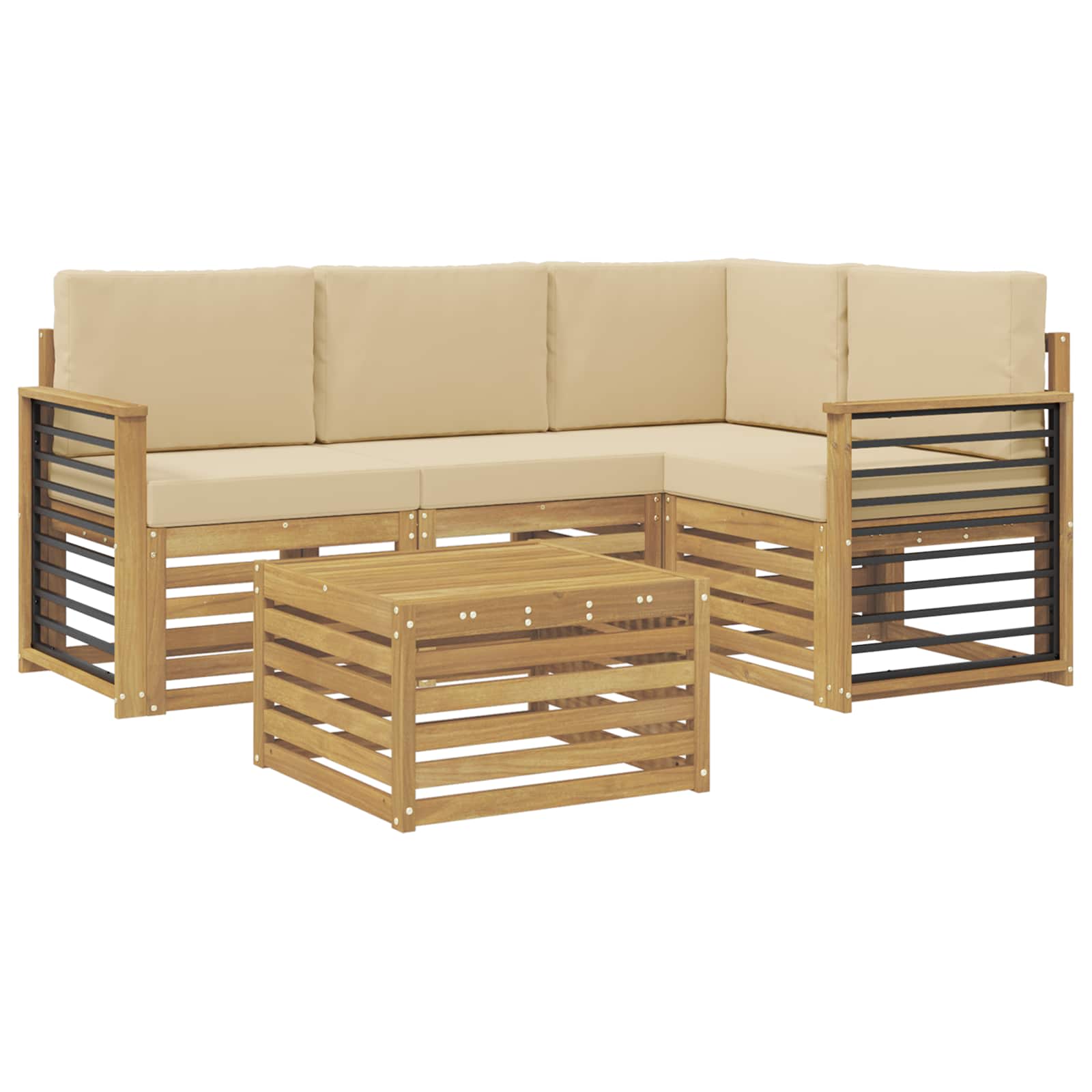 Outdoor-Sofagarnitur 5 pcs Weiß und Beige 59 x 59 x 37 cm
