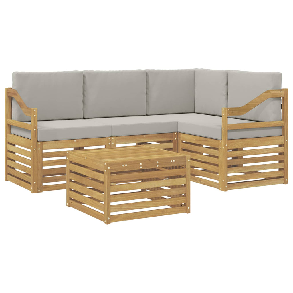 Outdoor-Sofagarnitur 5 pcs Weiß und Hellgrau 59 x 59 x 37 cm